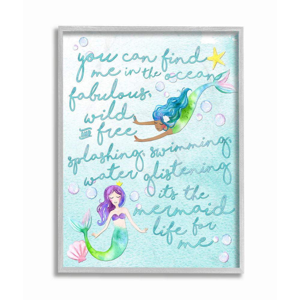 Stupell Industries Mermaid Life For Me Painting Erica Billups Framed 14 ...