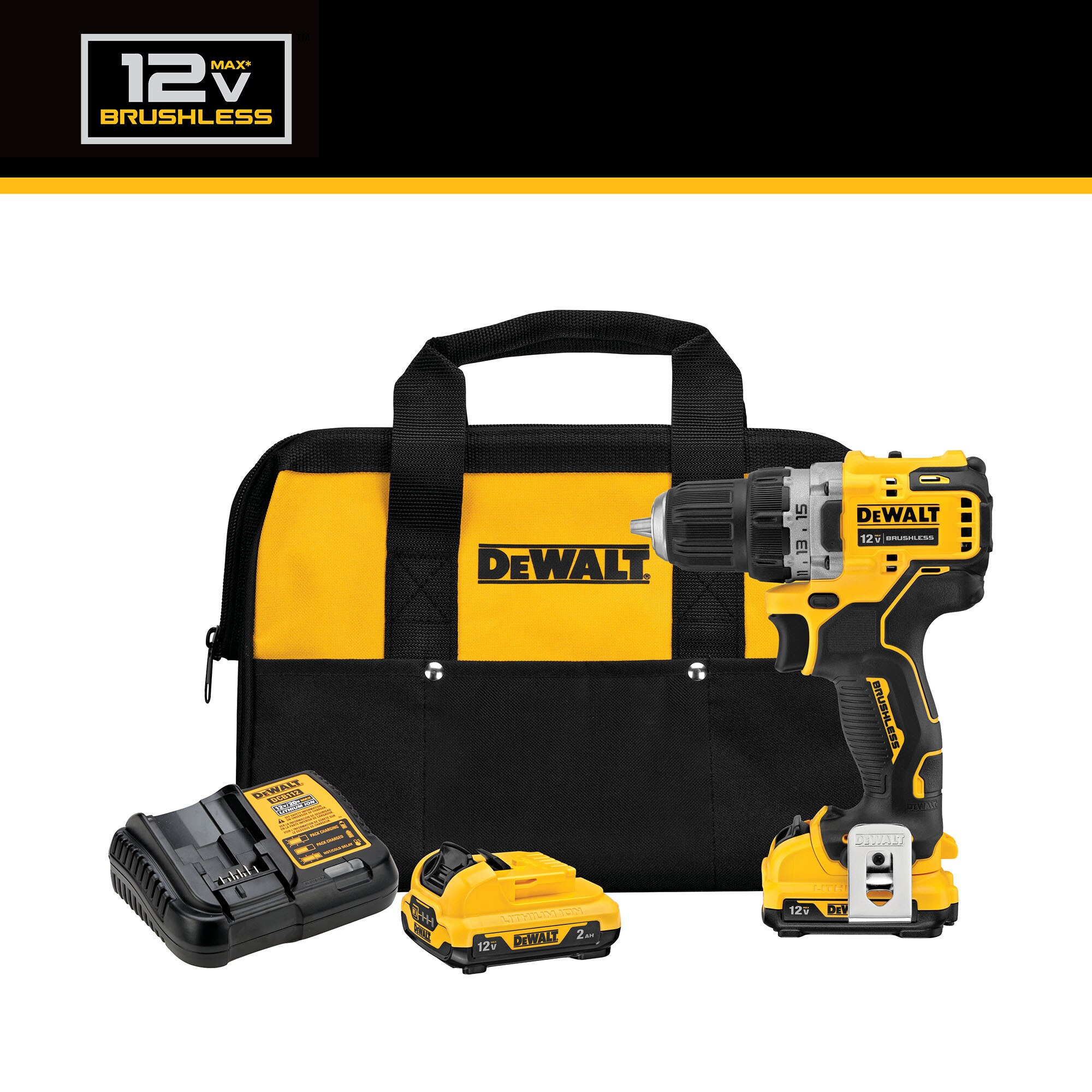 DEWALT XTREME 12-volt Max 3/8-in Keyless Brushless Cordless Drill (2-Batteries Included, Charger Included and Soft Bag included)