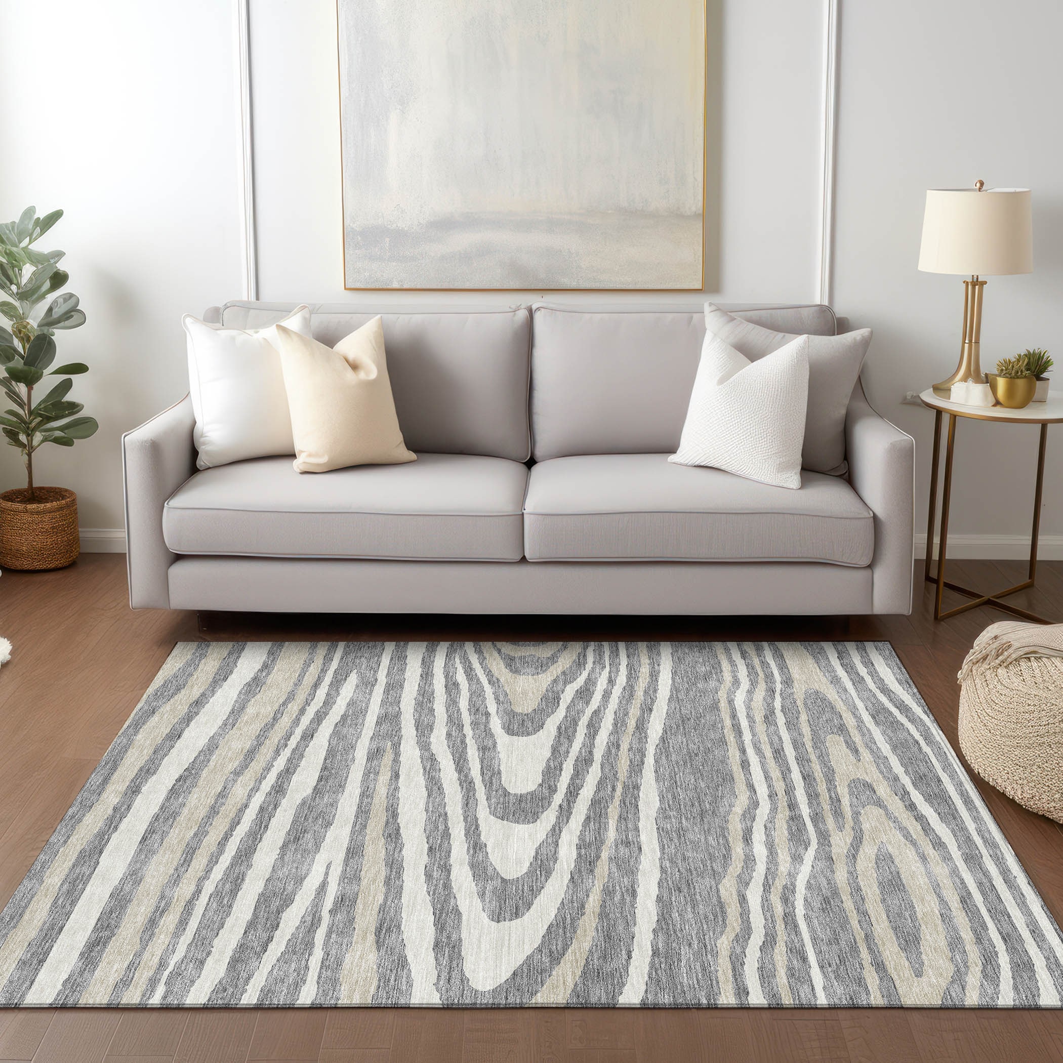 Addison Rugs ACN974GY5X8 Chantille ACN974GY 5 x 7 (ft) Loomed Polyester Gray Rectangular Indoor/Outdoor Machine washable Area rug