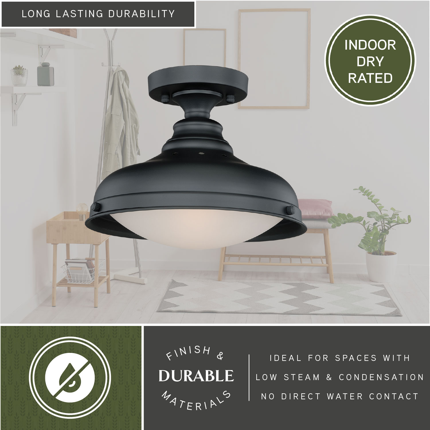Keenan Oil Rubbed Bronze 12" Glass Bowl Ceiling Light