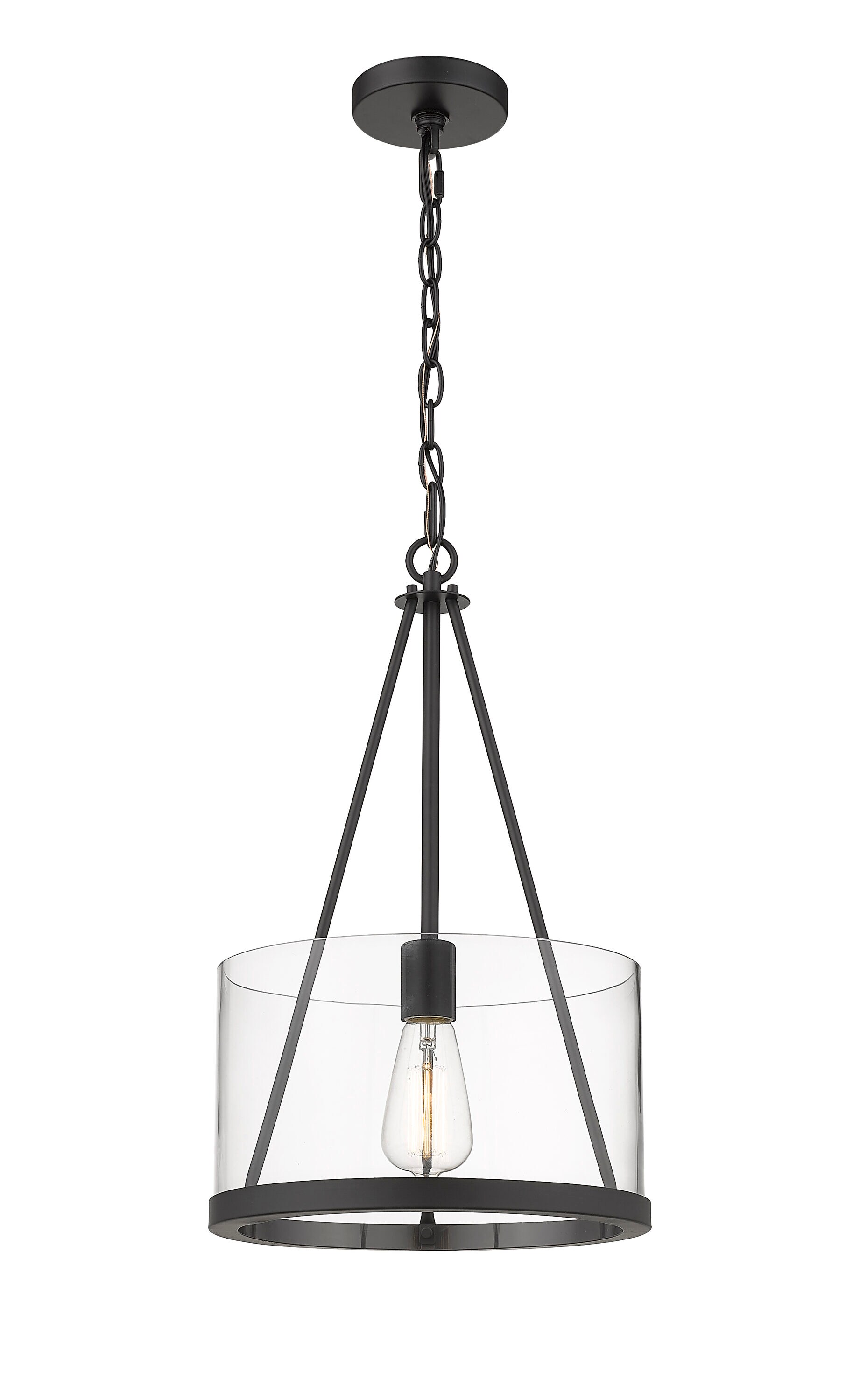 Innovations Lighting Marissa Matte Black Transitional Clear Glass Drum ...