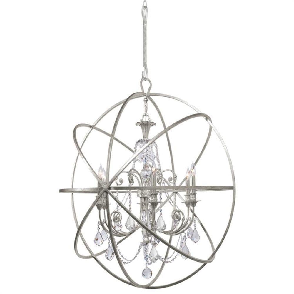 Crystorama 9219-OS-CL-SAQ Solaris Brushed Steel Transitional Crystal For Use in Bathrooms, Foyers, Kitchens, Chandelier