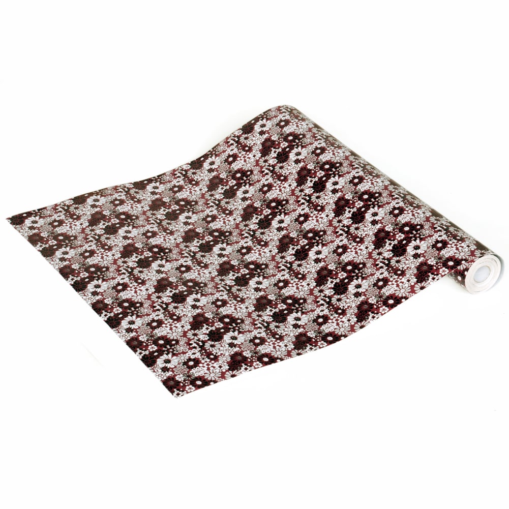 Slickblue - 48 sq ft Brown Floral Vinyl Self-Adhesive Peel and Stick Wallpaper for Bedroom Living...