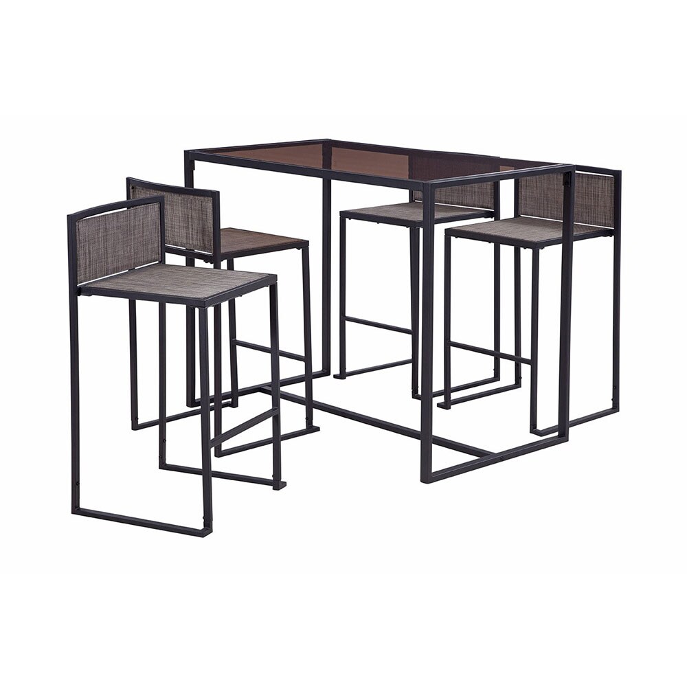 Liberty Garden 139921 Drake 5-Piece Black Bar Height Patio Set with Brown