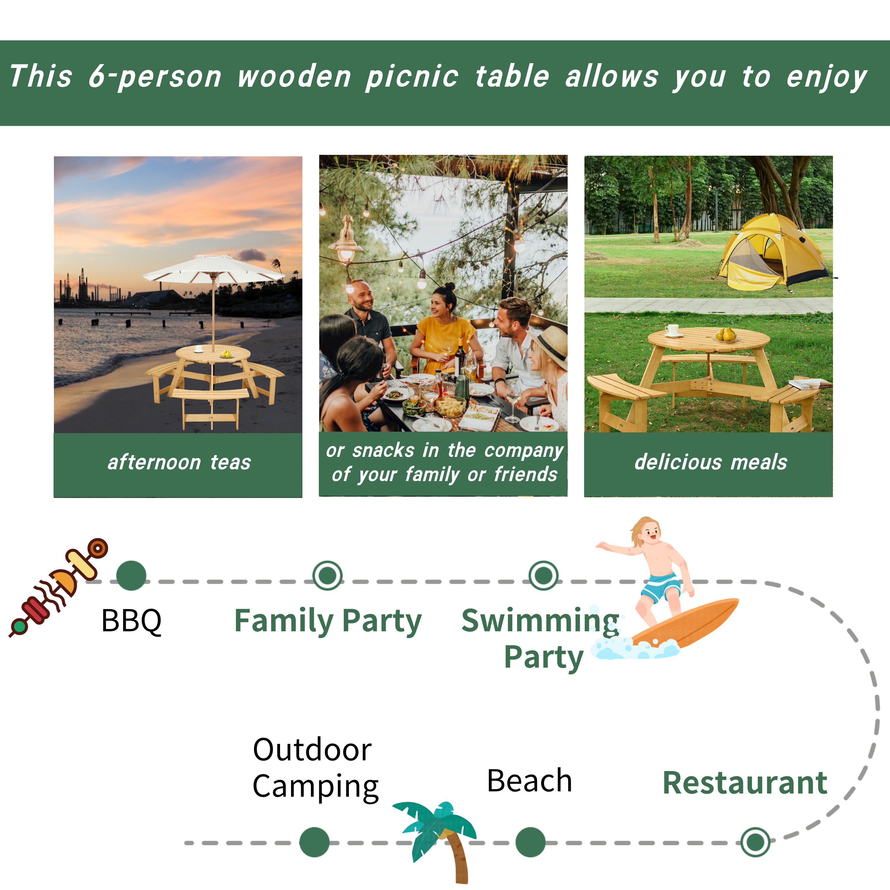 WELLFOR GIZ-JWS0029 Picnic-Tables - View #5