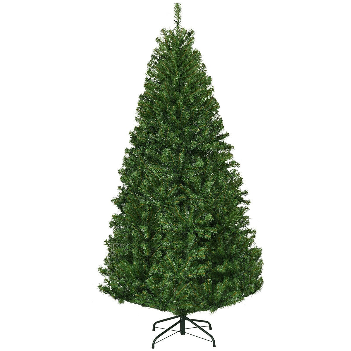 Slickblue 4/5/6/7/9 ft Full Green Artificial Christmas Tree with Multi Color LED Lights PVC Branch Tips and Metal Stand for Living Room Apartment or Office Decor