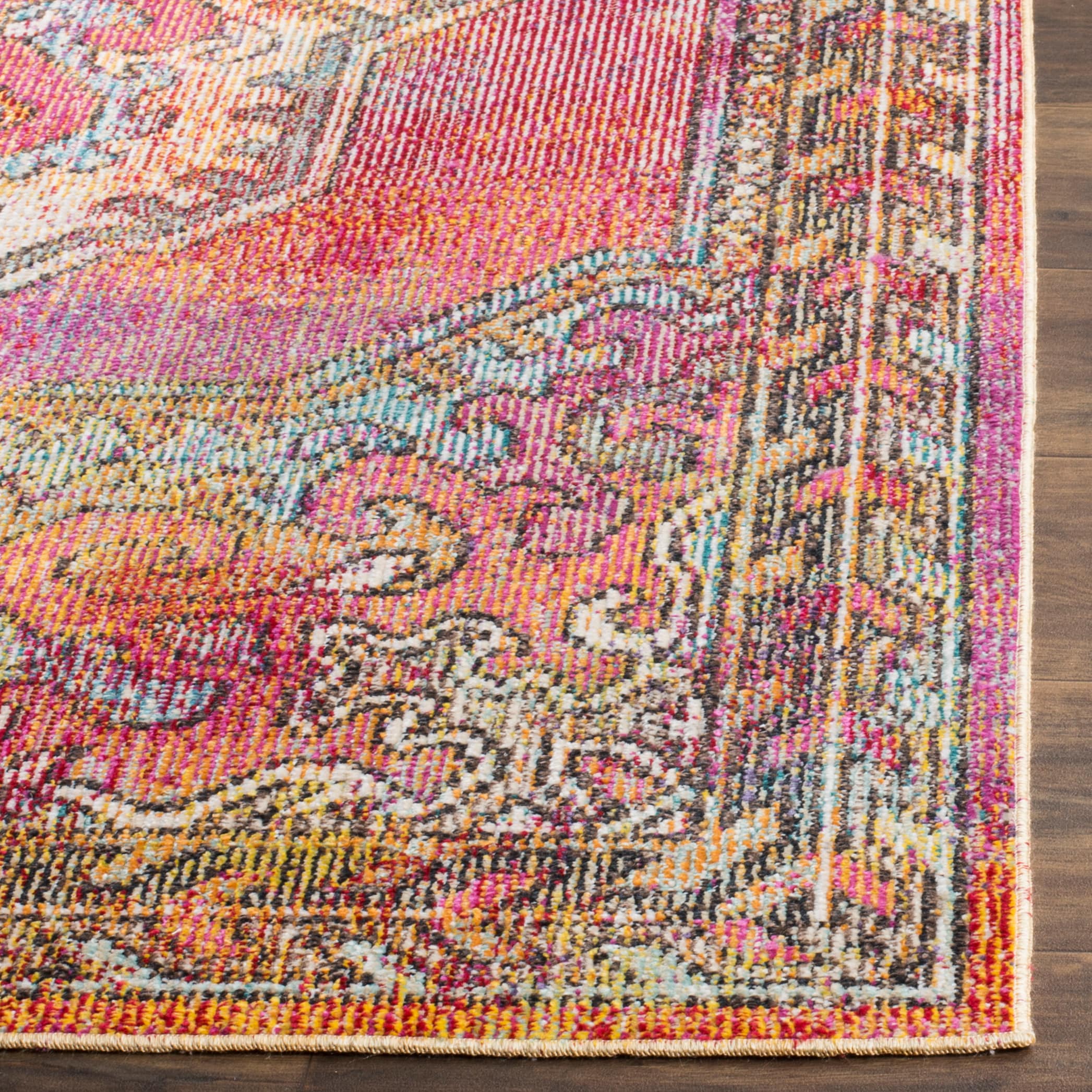 Handmade Rectangular Red Synthetic Easy Care Area Rug