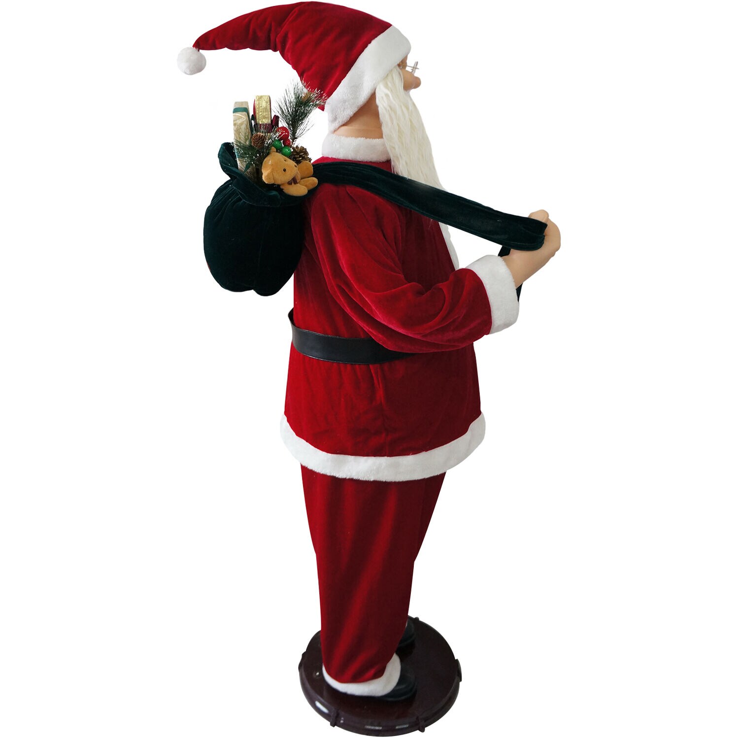 Life-Size Red Velvet Dancing Santa with Teddy Bear
