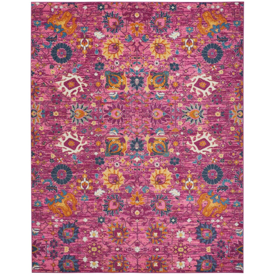HomeRoots 8 X 10 (ft) Rag Fuchsia Indoor Floral Area Rug in the Rugs  department at