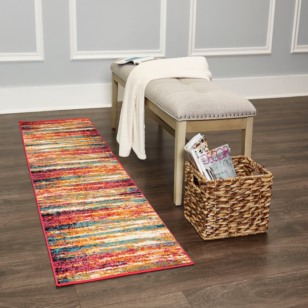 Home Dynamix 4-204-999 Splash Cellis 2 x 7 (ft) Loomed Polypropylene Orange Rectangular Indoor Abstract Mid-Century Modern Runner rug