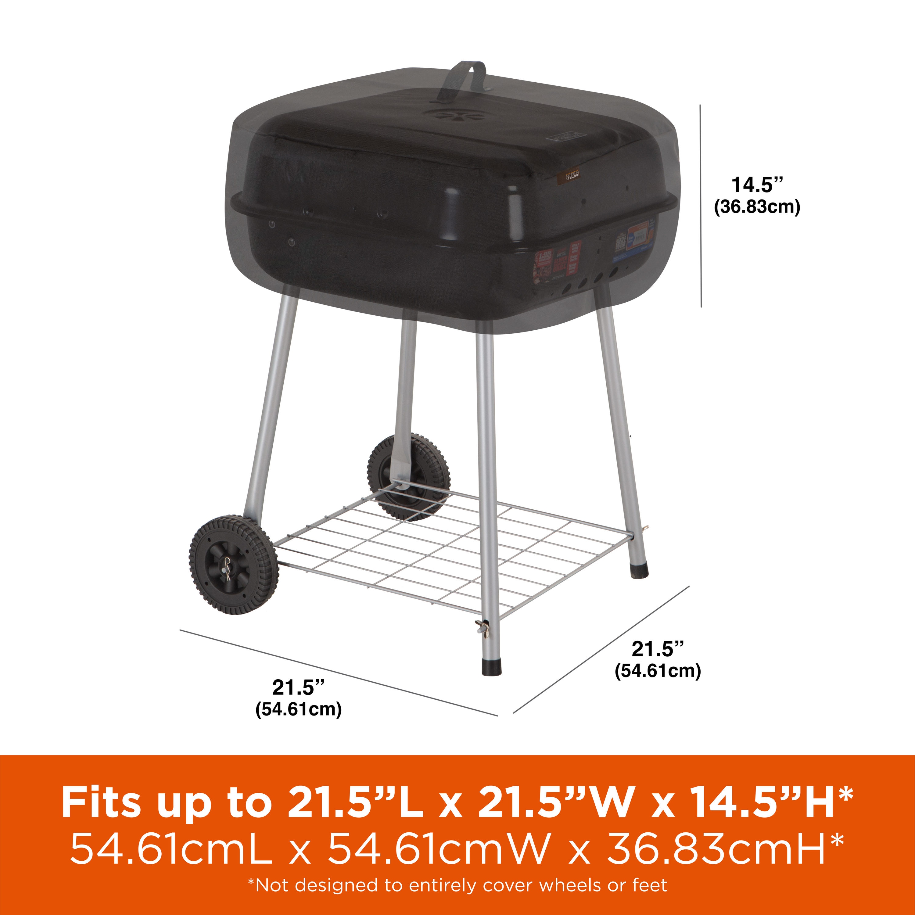 Expert Grill 17.5 Square Steel Charcoal Grill with Wheels, Black