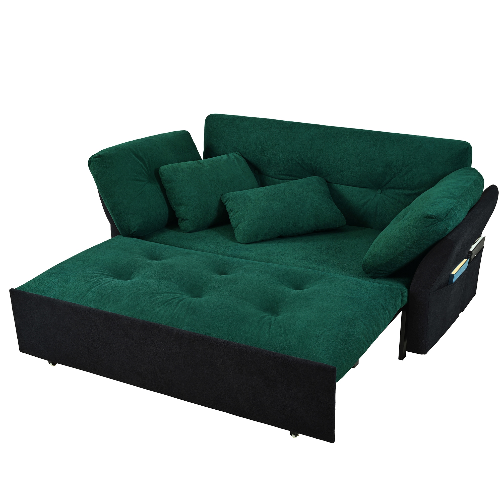 SINOFURN SYA390022PT 74-in Modern Green Chenille 2 -seater Sleeper
