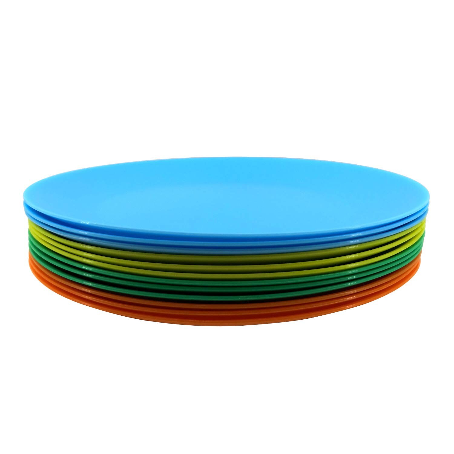 Aoibox  Multicolor Plastic Dinner Plates Set of 12 9 75 Inch Round Reusable Dishwasher Safe Microwaveable Dinnerware