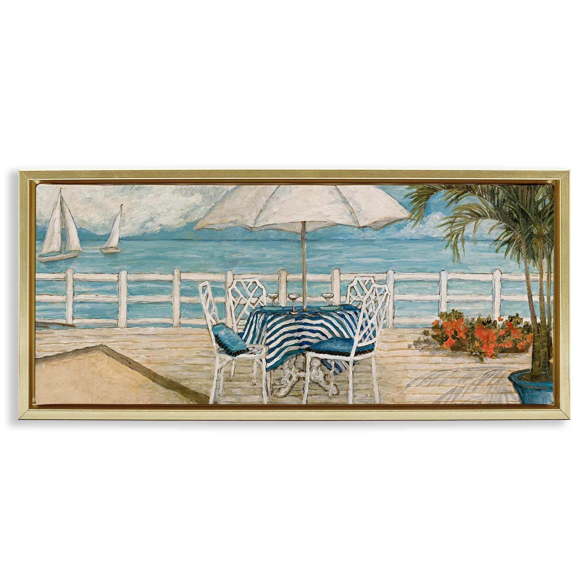 Stupell Industries BT-989-FFG-10X24 Coastal Restaurant Overlook Floating Frame design by Charlene Olson