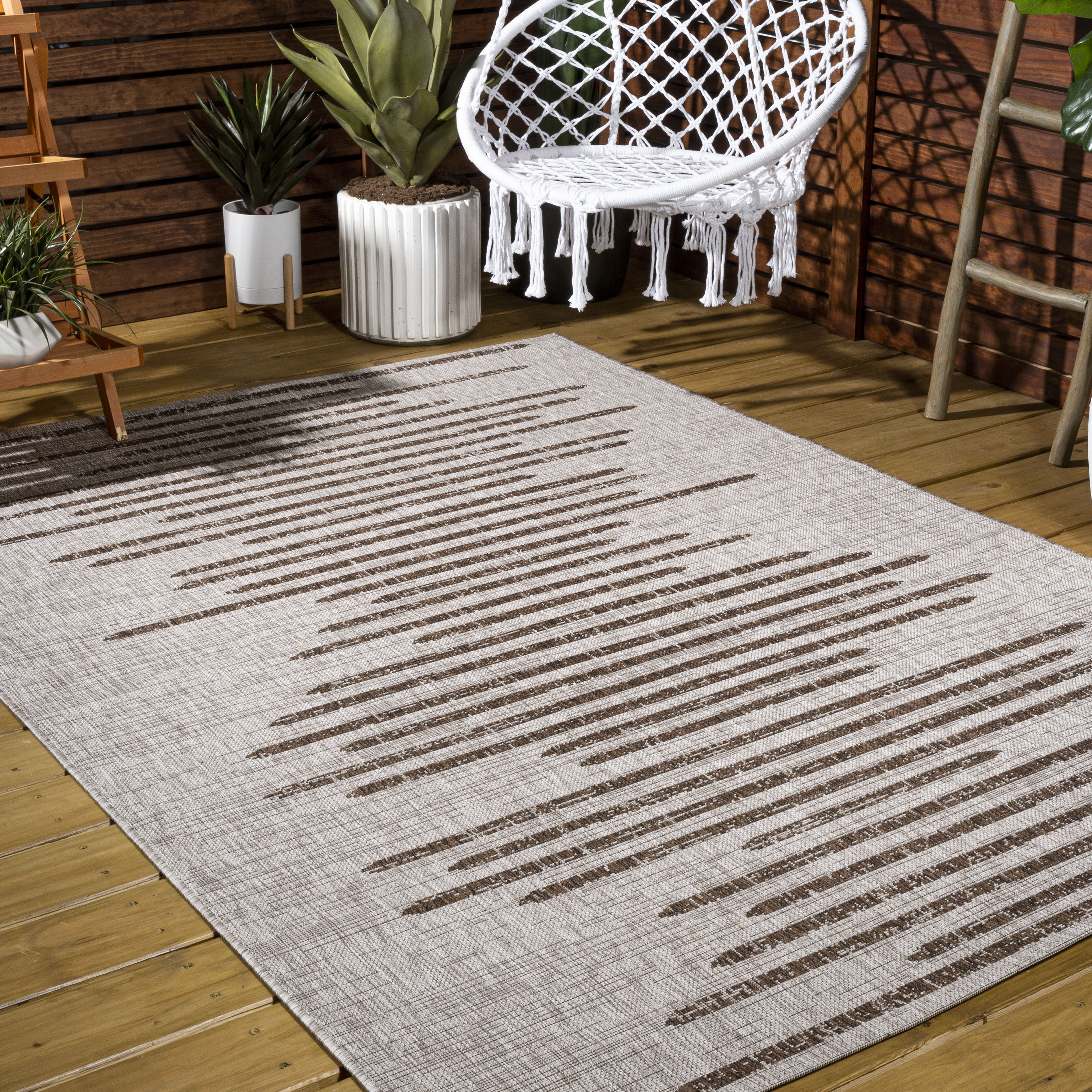 JONATHAN  Y SMB124A-14 SANTA MONICA Zolak Berber Stripe Geometric 10 x 14 (ft) Polypropylene Beige/Brown Rectangular Indoor Medallion Bohemian/Eclectic Area rug