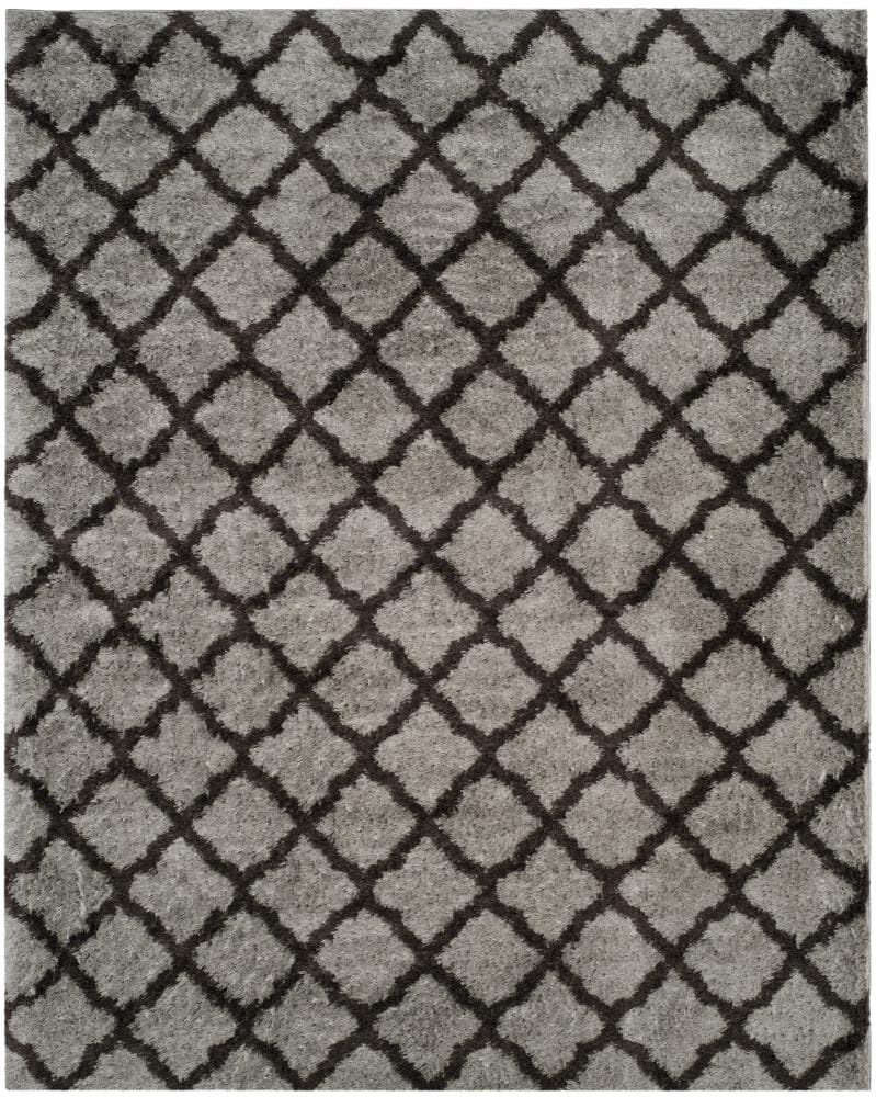 Safavieh SGI322S-8 Indie Borasic Shag 8 x 10 (ft) Loomed Synthetic Gray/Dark Gray Rectangular Indoor Trellis Area rug
