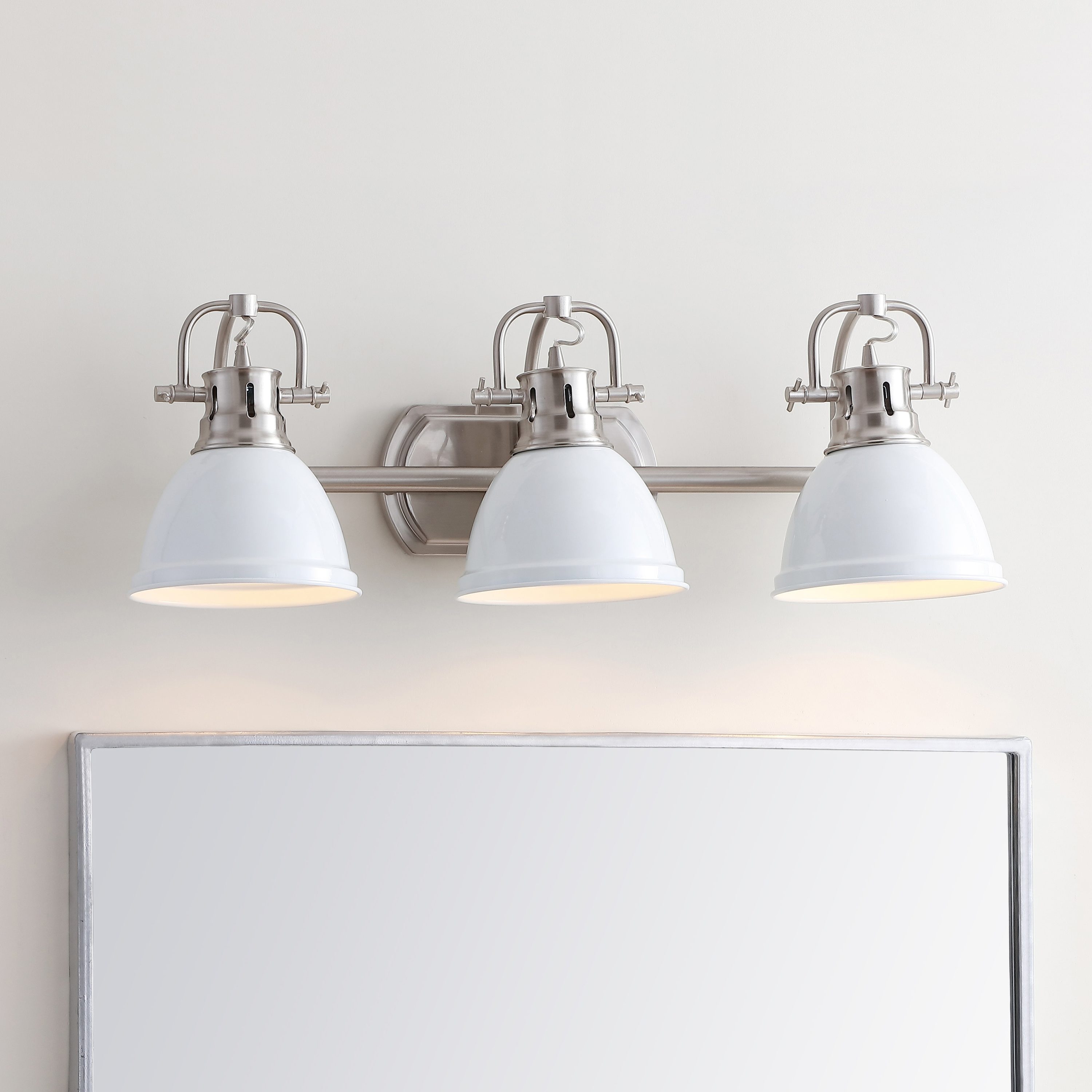 Roland 24.25" White and Nickel Three-Light Bathroom Sconce