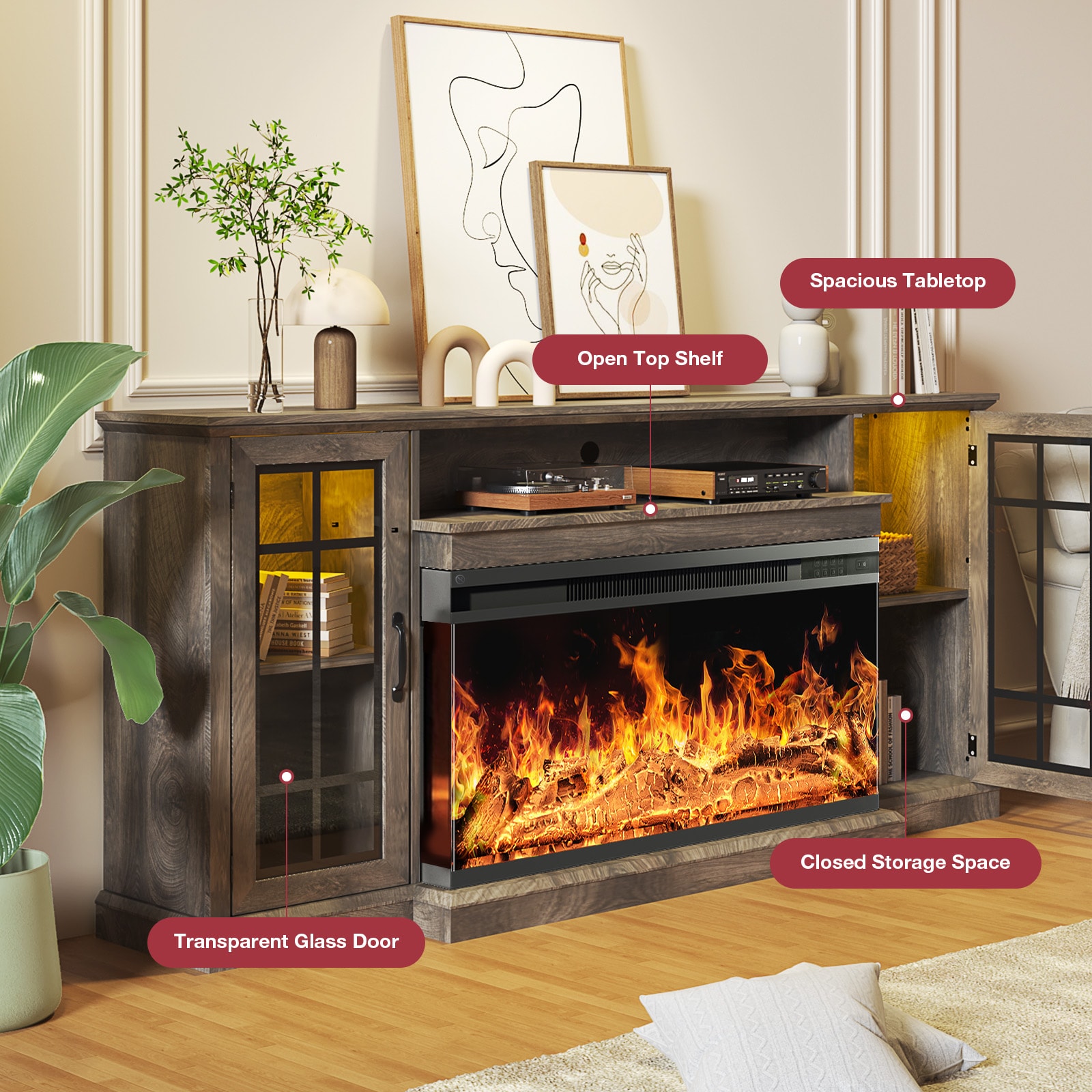 AOXUN H21033GR+H20023 Electric-Fireplaces - View #9