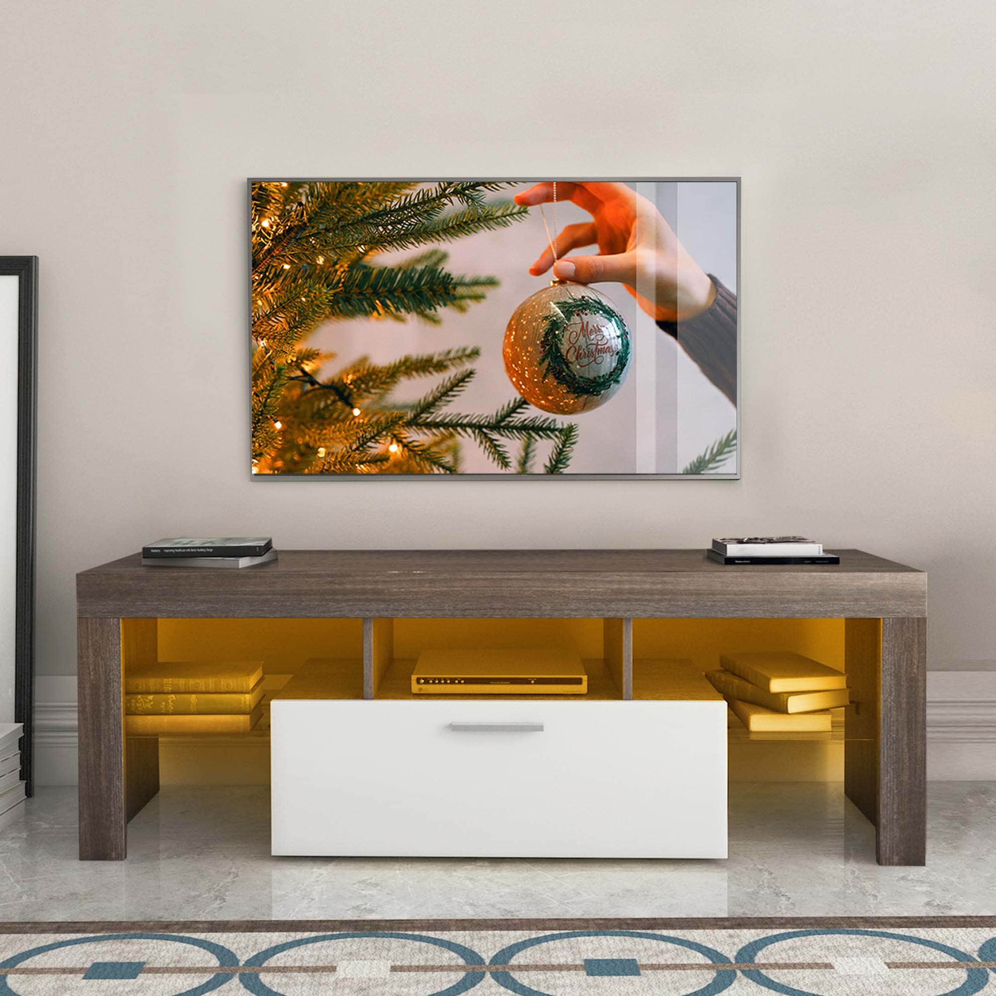 Sunnydaze Decor Modern/Contemporary Off-white Tv Cabinet (Accommodates TVs up to 55-in)