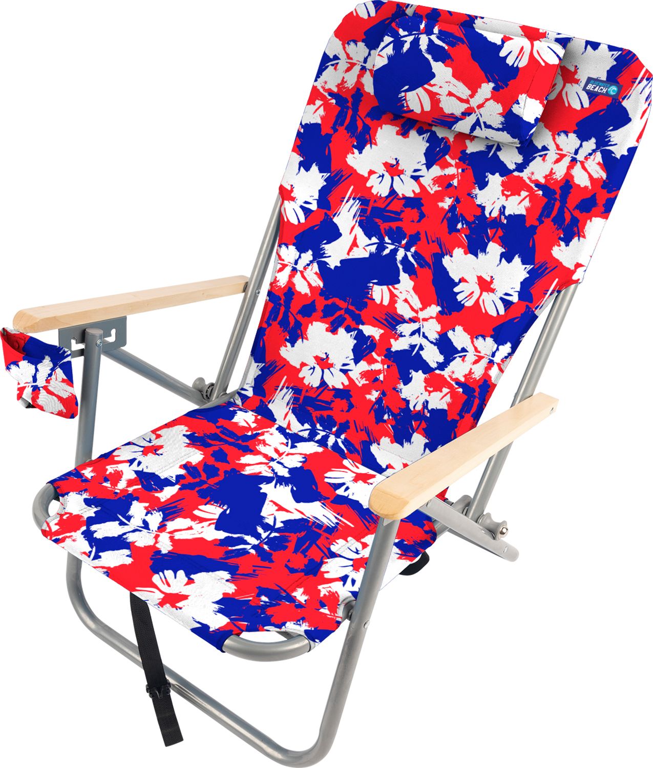 Bluewater Beach Polyester Red, White, Blue Folding Beach chair Adjustable and Carrying Strap/Handle Included
