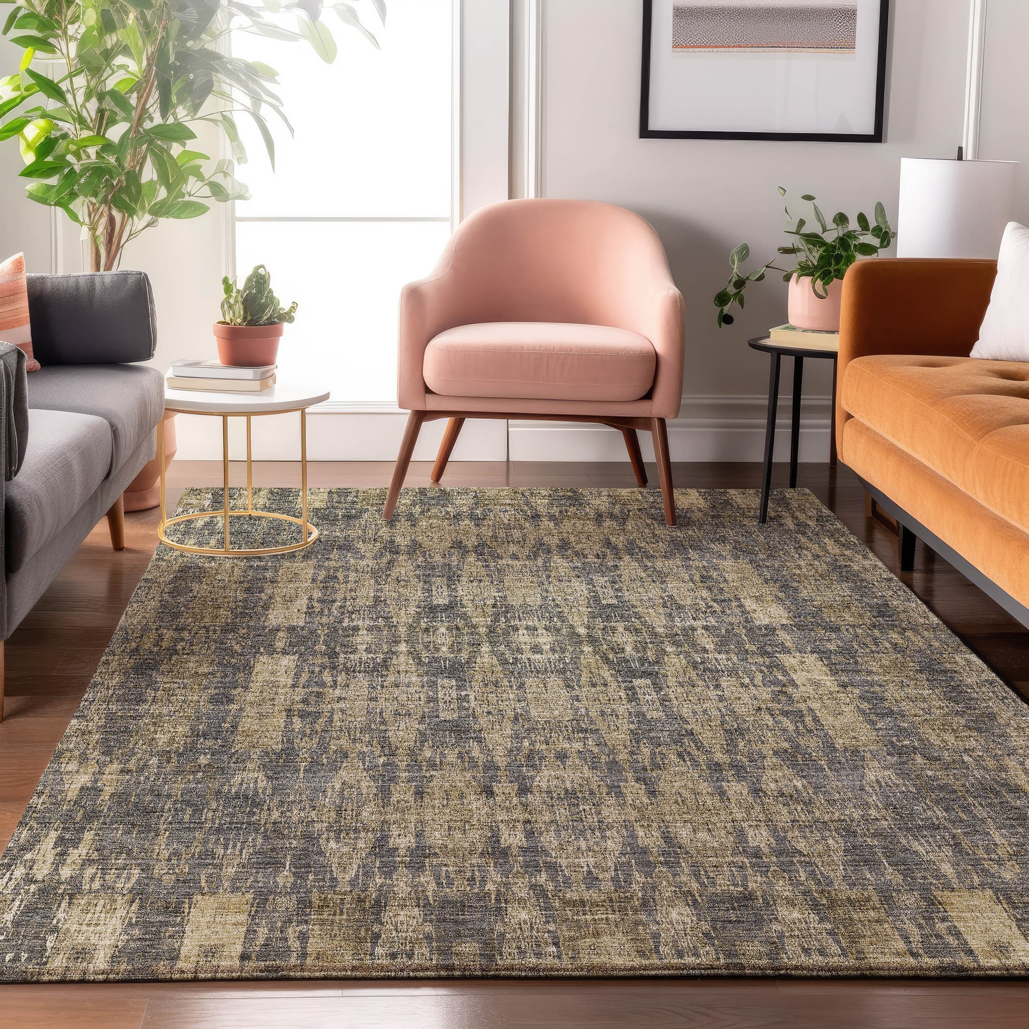 Addison Rugs AMF580GY5X8 Mayfield AMF580GY 5 x 7 (ft) Loomed Polyester Gray Rectangular Indoor Geometric Machine washable Area rug