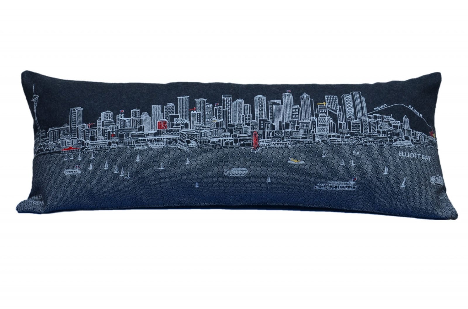 Homeroots 35 Inch Black Seattle Nighttime Skyline Lumbar Decorative 