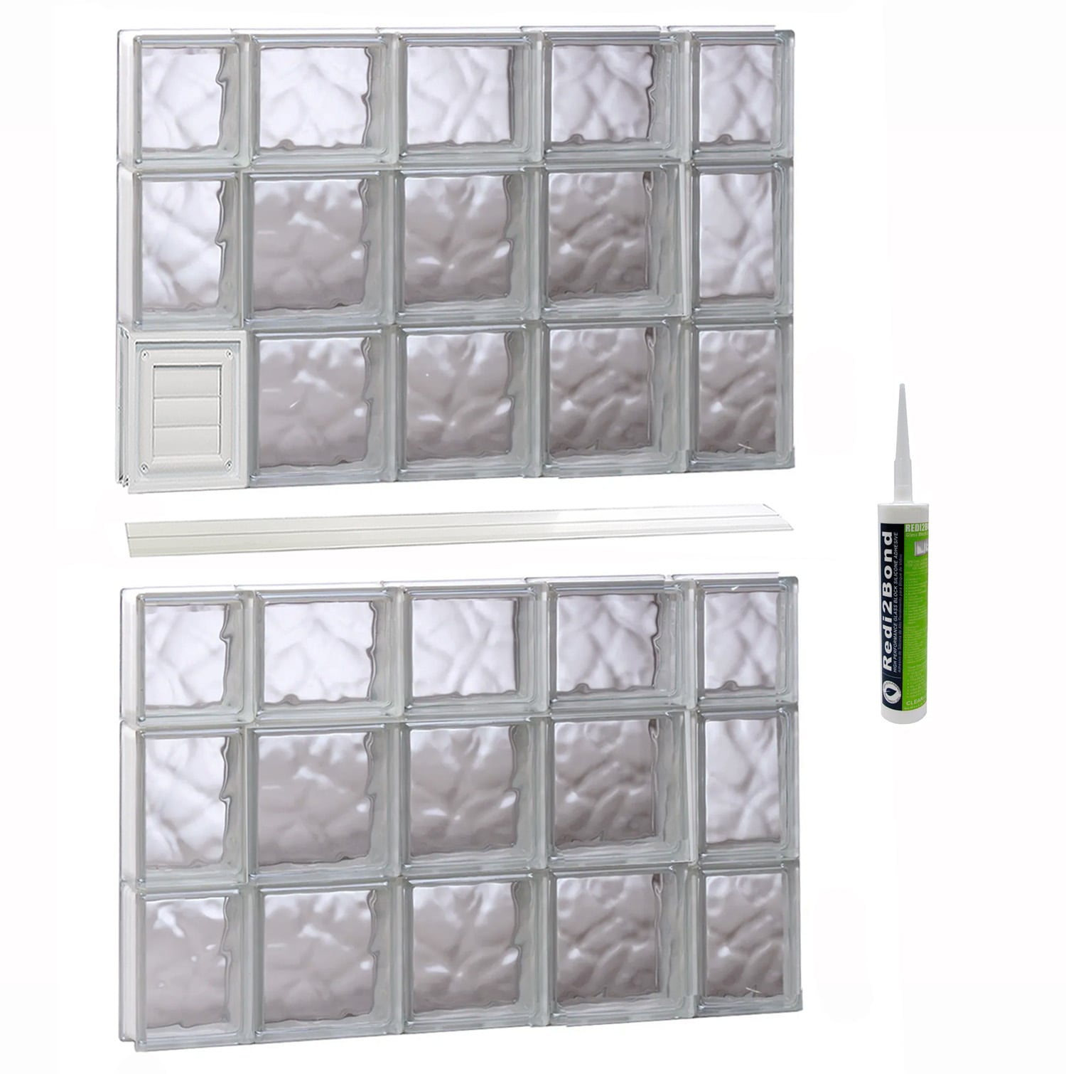 REDI2SET D3644DC Wavy Glass 34-3/4-in x 42-1/2-in Frameless Replacement Dryer vent Glass Block Window
