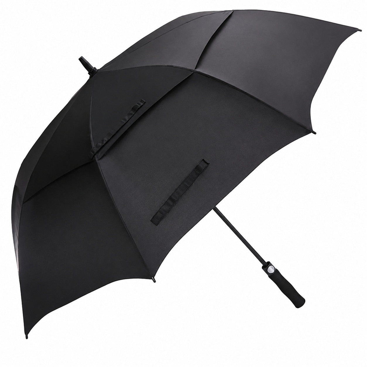Aoibox  68 in Auto Open Golf Umbrella Extra Large Double Canopy Vented Windproof Waterproof Stick Umbrella Black