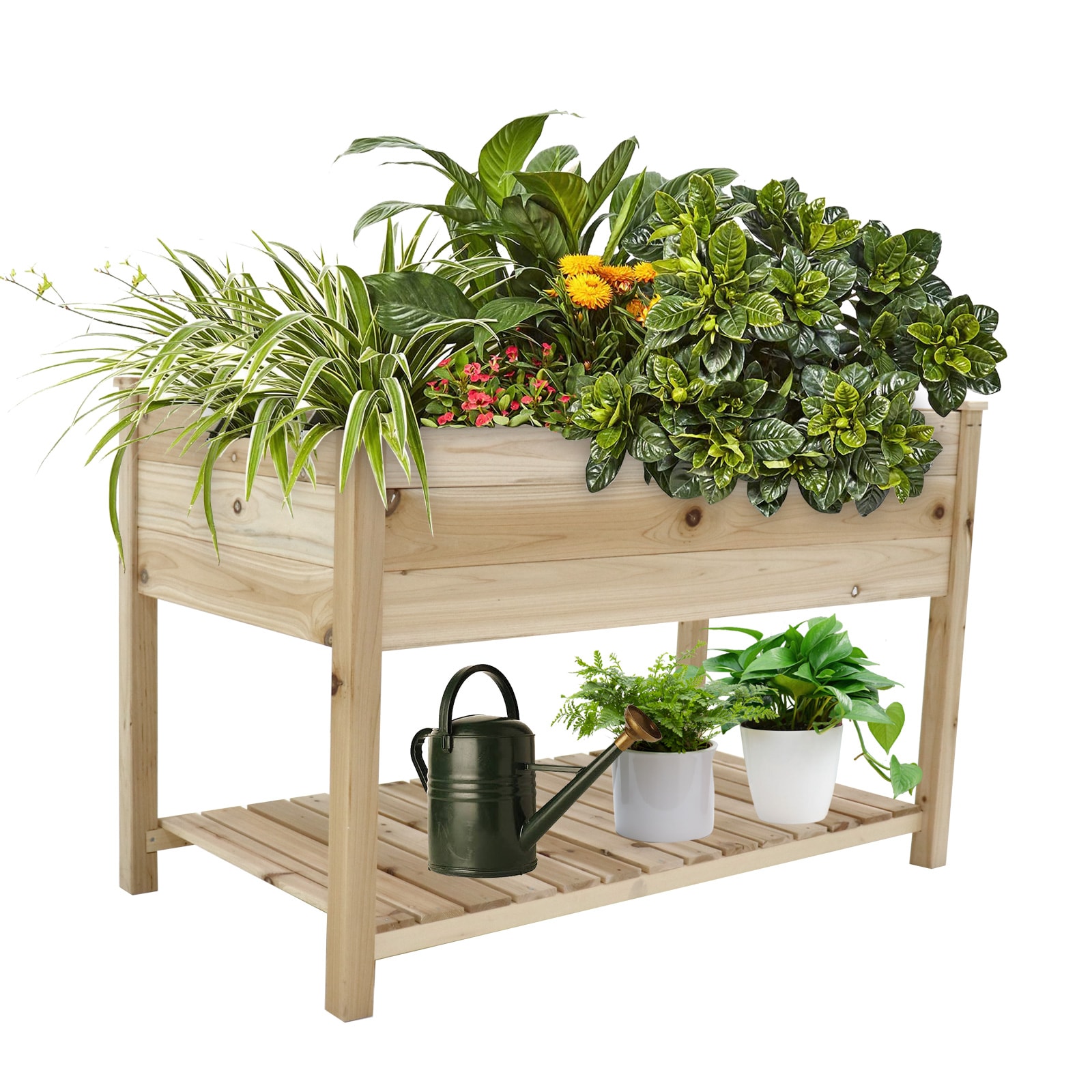 AHIOU HOME ZAAHG-106422GB 24.4-in W x 48.5-in L x 30-in H Natural Wood Raised Planter Box