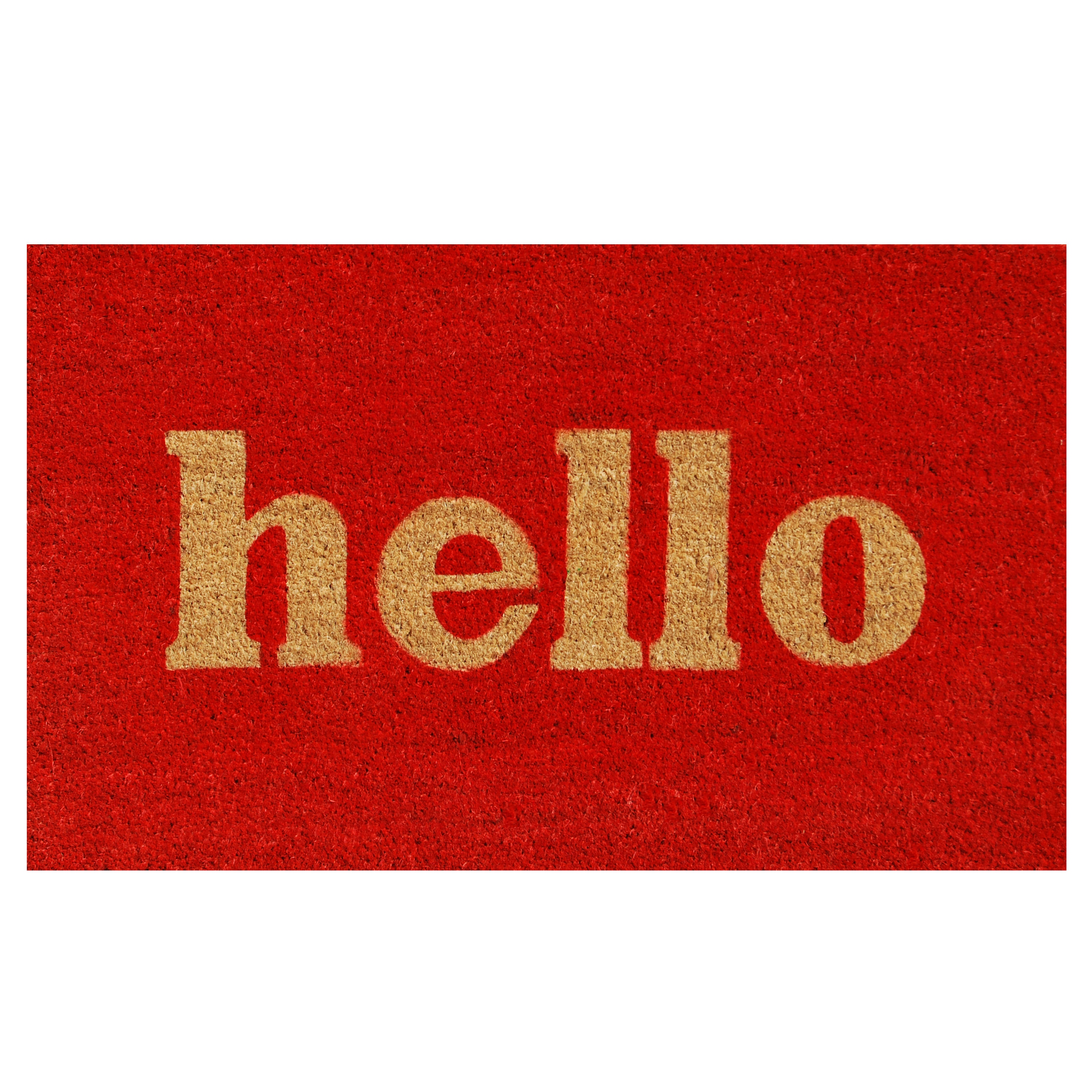 Callowaymills 100281729RNB 1-ft x 2-ft Red/Natural Coir/Vinyl Rectangular Indoor or outdoor Decorative Hello Door mat