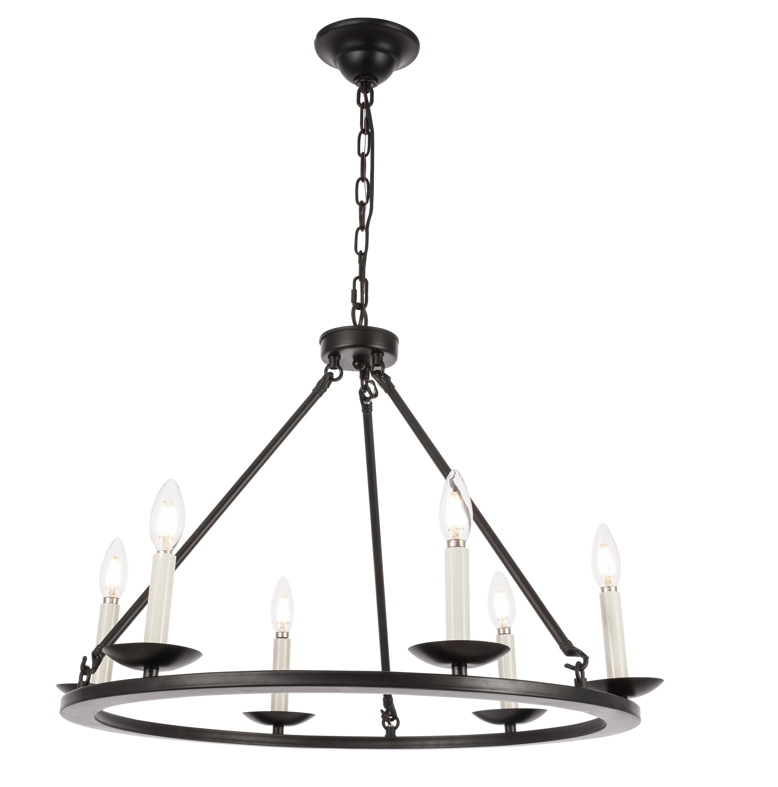 Elegant Maine 6-Light Black Metal Circular Chandelier