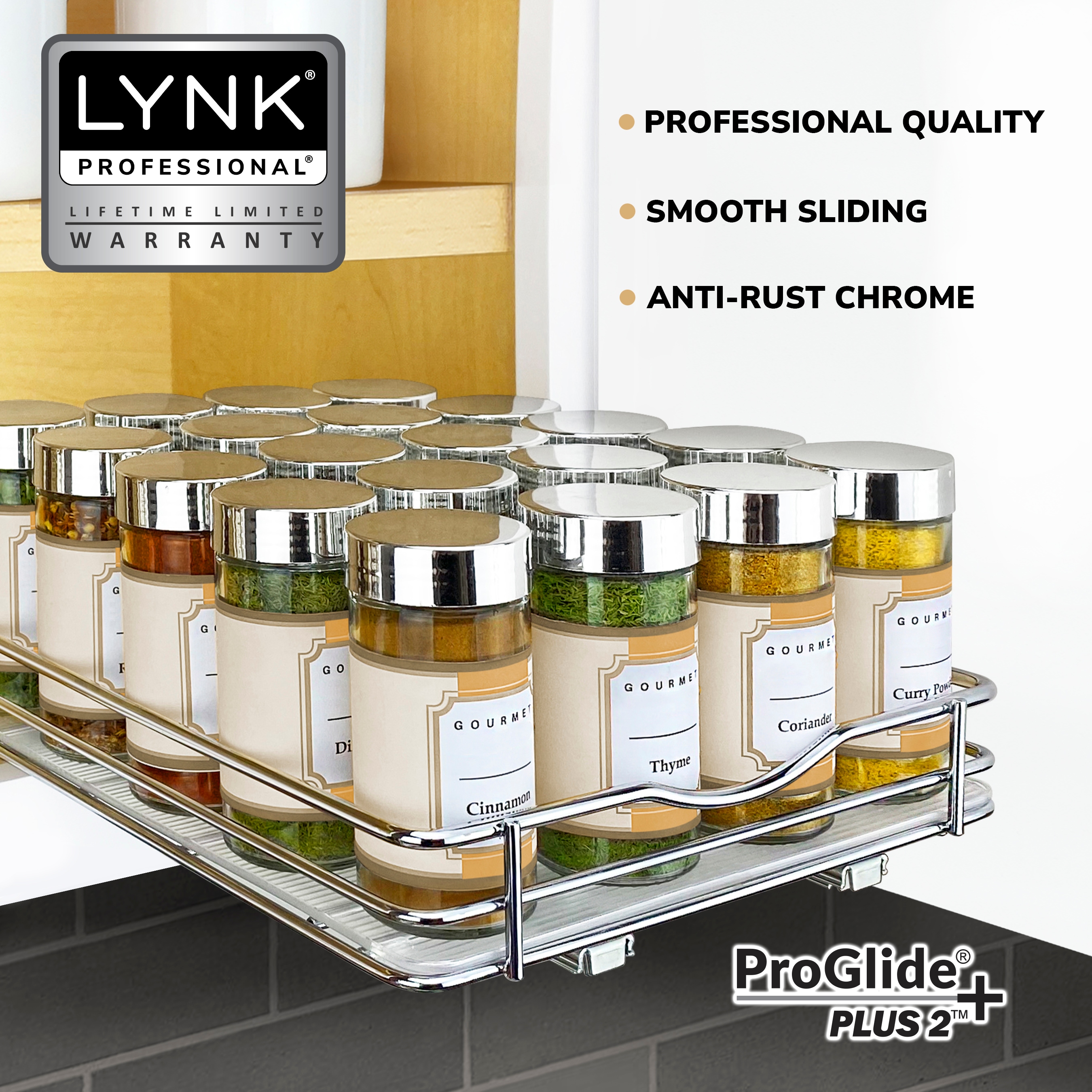 Lynk Professional 4.3-in W x 8.5-in H 2-Tier Cabinet-mount Metal Pull-out  Spice Rack in the Cabinet Organizers department at