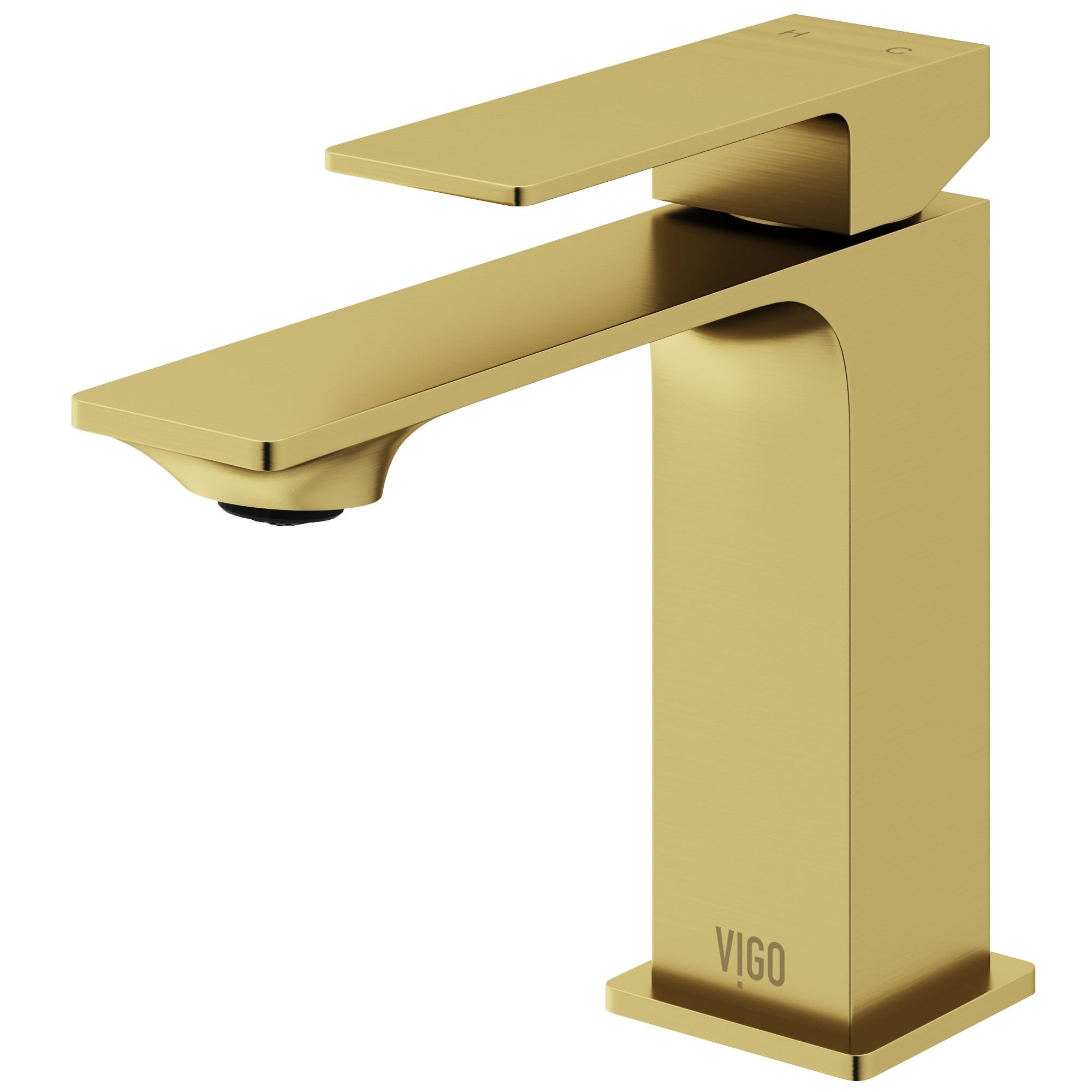 VIGO VG01054MG Dunn Matte Brushed Gold Single hole 1-handle WaterSense Mid-arc Commercial/Residential Handle Bathroom Sink Faucet