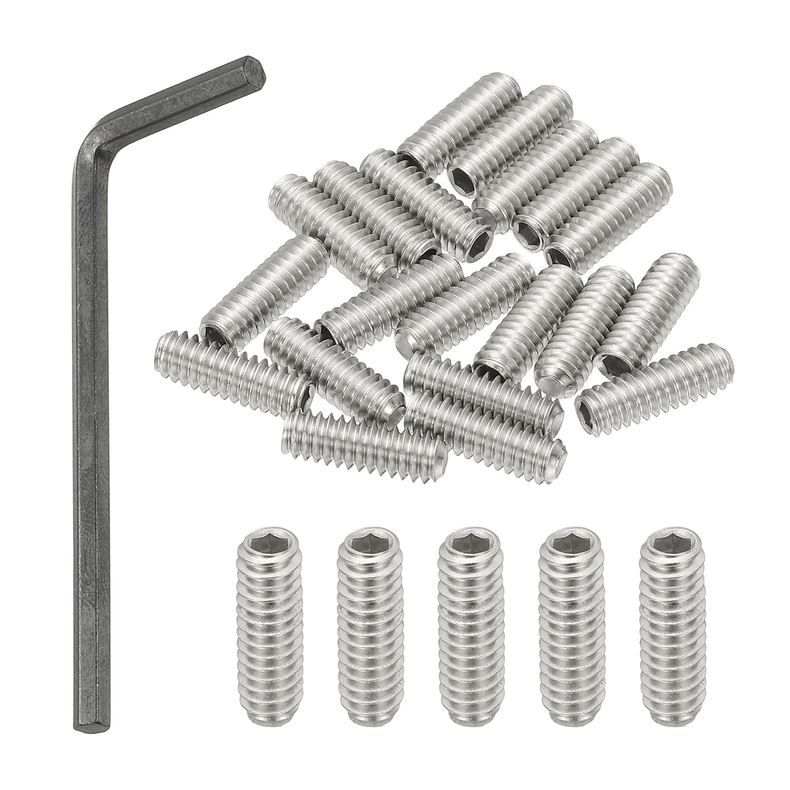 PATIKIL 1/4-20x3/4 Inch Hex Socket Grub Screws 20pcs Cup Point Set Screw with Wrench