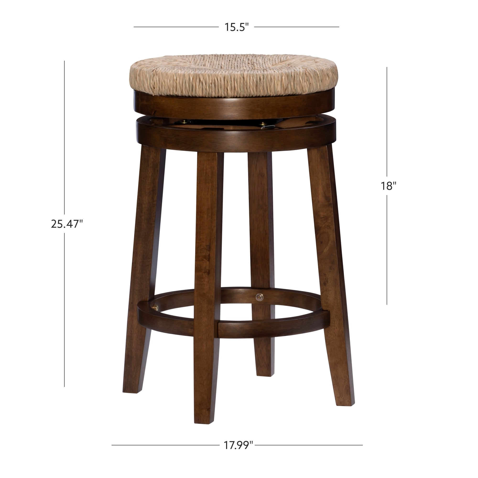 Powell Walnut 25.5-in H Counter height Swivel Wood Backless Bar Stool ...