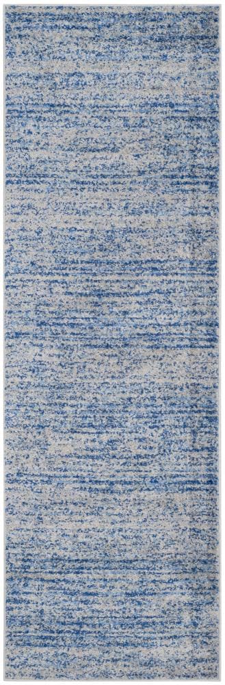 Safavieh ADR117D-222 Adirondack Lorenzo 2 x 22 (ft) Loomed Polypropylene Blue/Silver Rectangular Indoor Distressed/Overdyed Industrial Runner rug