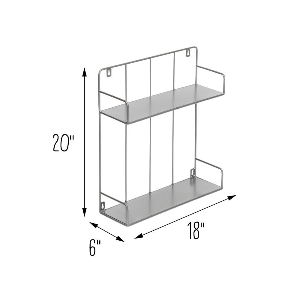 Gray Steel 2-Tier Wall Shelf with Curved Design