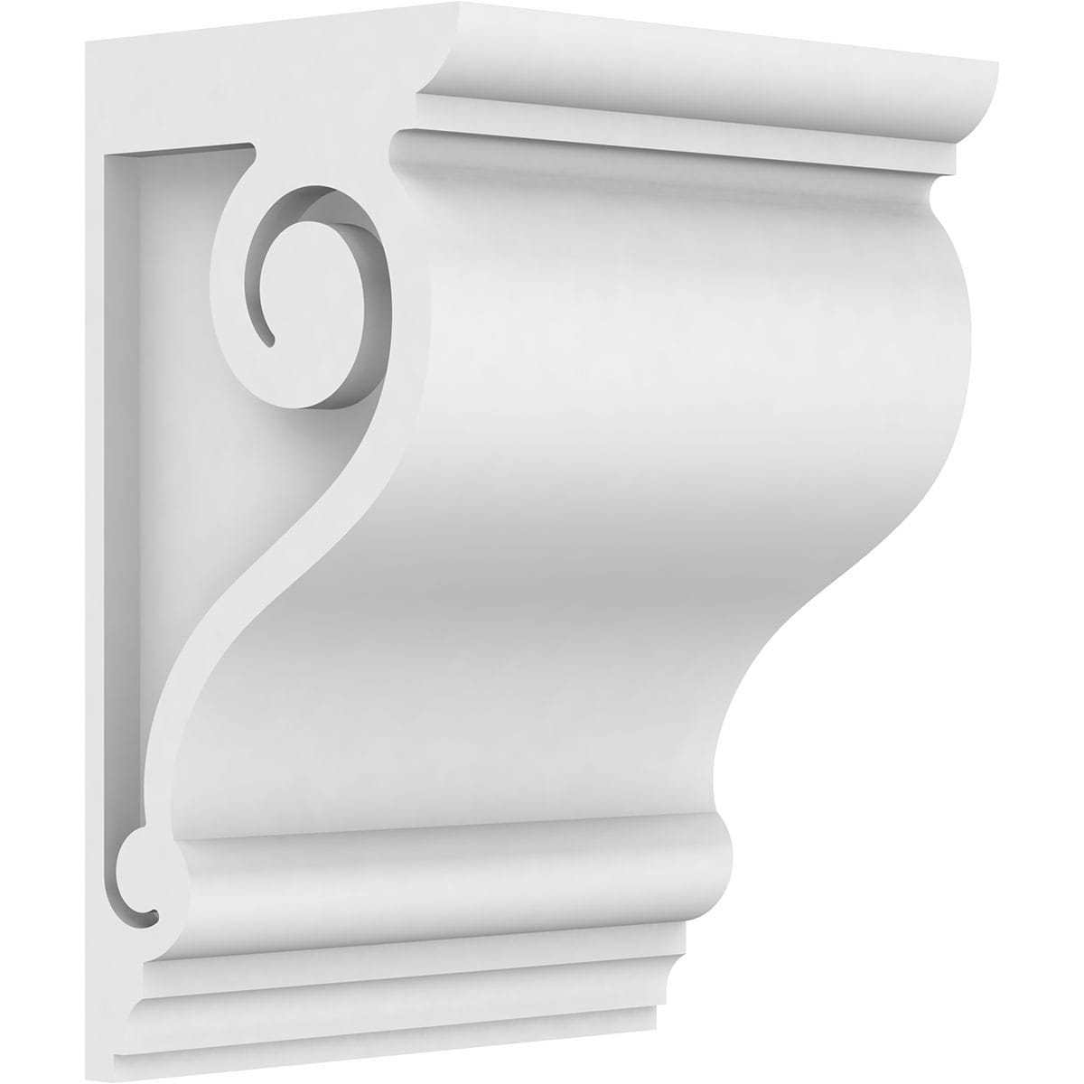 Ekena Millwork CORP05X04X08SCR 5-in x 4-in x 8-in Standard scroll Unfinished White PVC Paintable Corbel