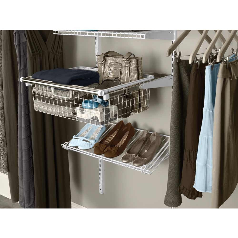 Rubbermaid Metal Wire Sliding Storage Basket for Closet Organizer Kits,  White - 9.5 - On Sale - Bed Bath & Beyond - 35461027
