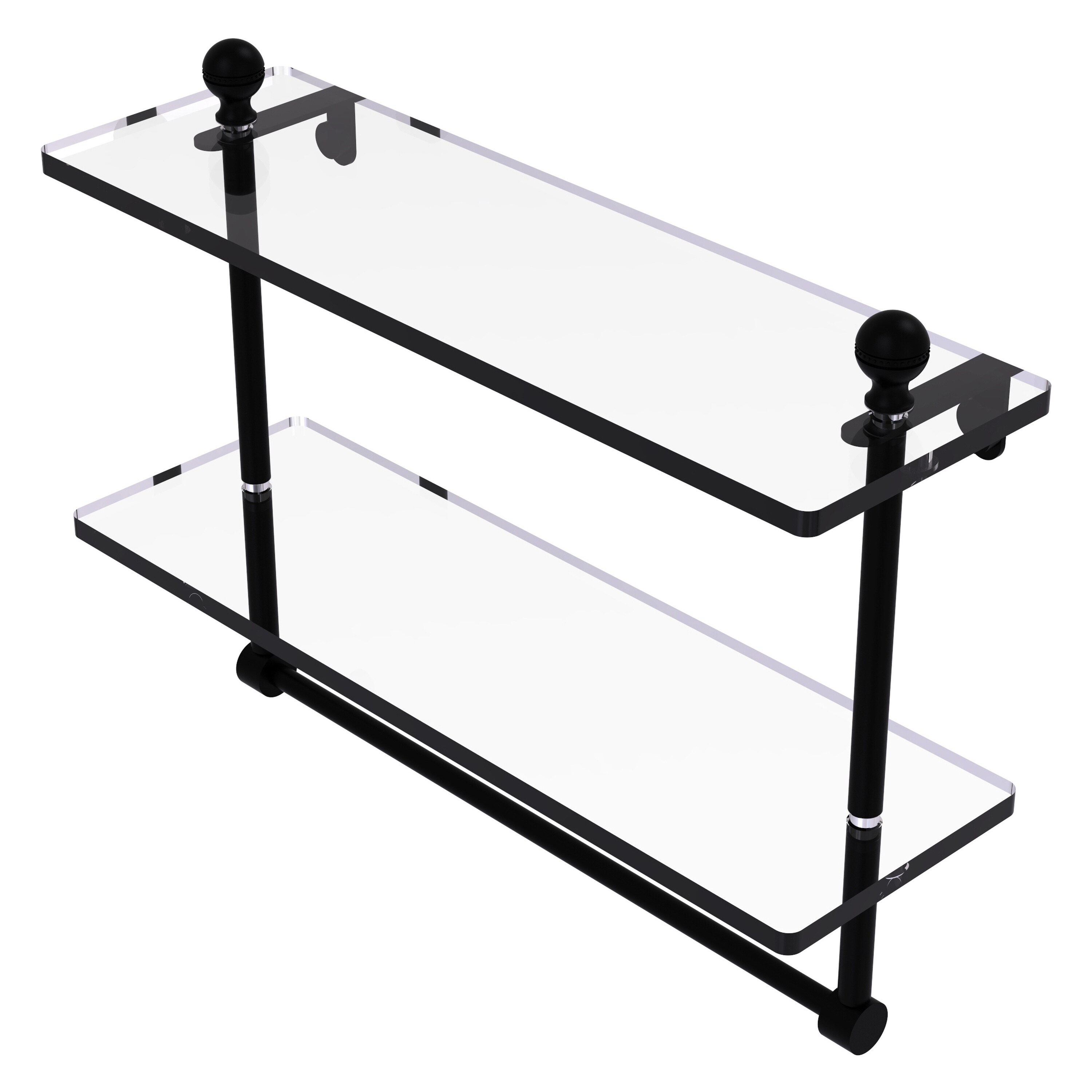 Allied Brass MA-2/16TB-BKM Mambo Matte Black 2 -Tier Wall mount Bathroom Shelf ( 16-in x 12-in x 5-in )