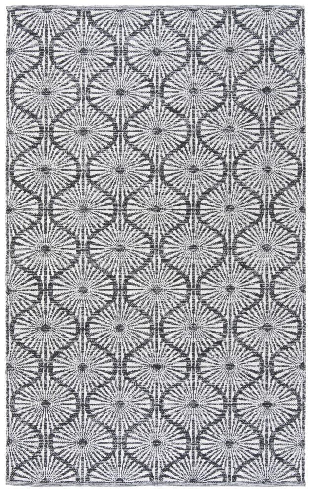 Safavieh MTK606A-5 Montauk Biloxi 5 x 8 (ft) Cotton Black/Ivory Rectangular Indoor Abstract Area rug