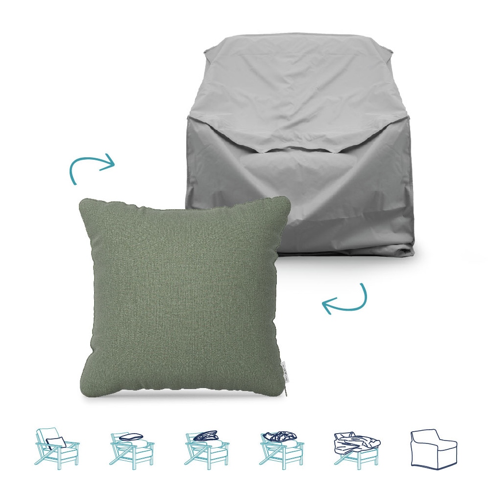 Pillow-to-Cover FH-P2C-18CL-SAGE Green Polyester Patio Furniture Cover For Conversation chair