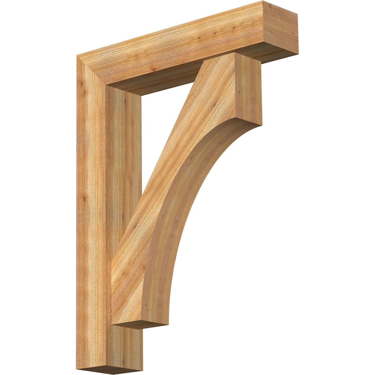 Ekena Millwork 1464398 Westlake Block Rough Sawn Bracket with Offset Brace 8-in x 36-in x 48-in Western red cedar Brown Wood Standard bracket