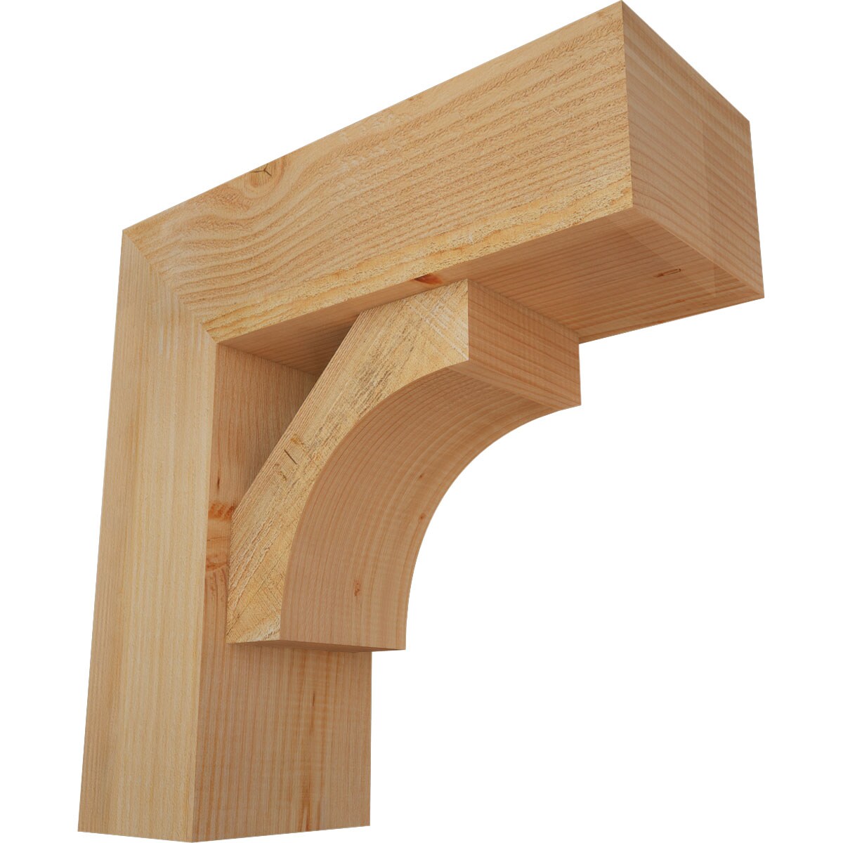 Ekena Millwork 1464570 Westlake block rough sawnbracket with offset brace 8-in x 22-in x 22-in Douglas fir Brown Wood Standard bracket
