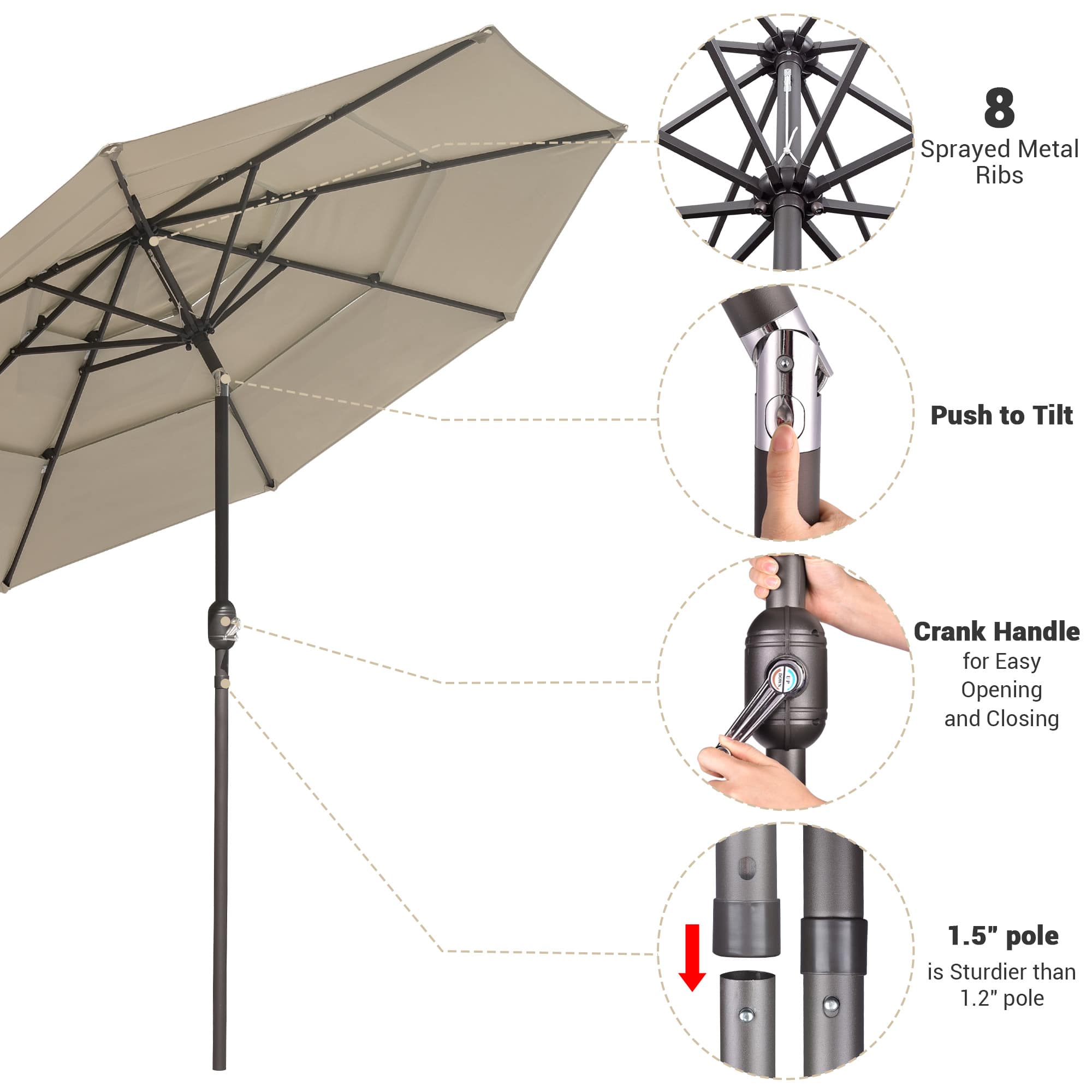 Yescom 07UMB039-3T10F-10-LO Umbrellas-2 - View #4