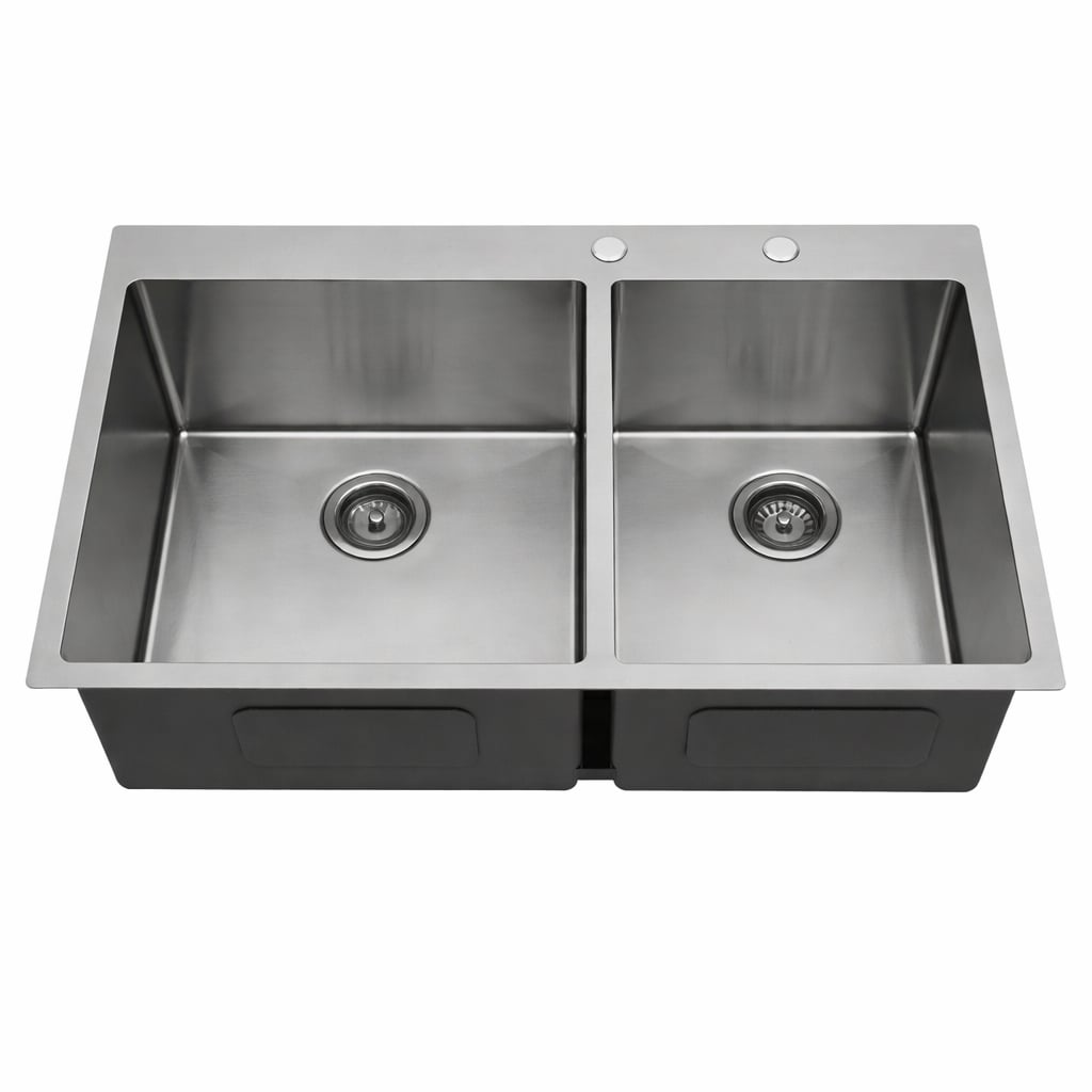MYRYY Drop-in 32-in x 19-in Stainless Steel Single Bowl 2-Hole16-Gauge Workstation Kitchen Sink