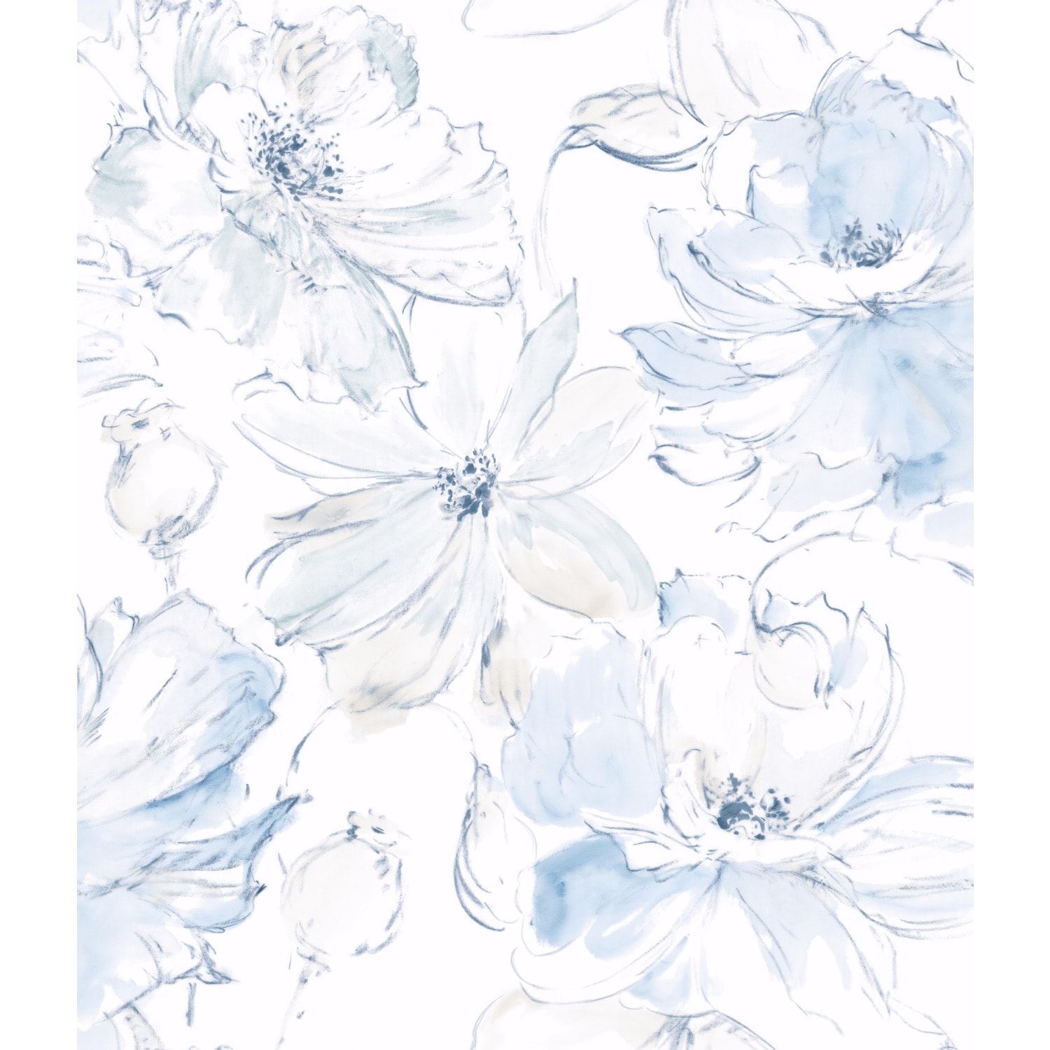 York Wallcoverings CL2519 Impressionist 56.4-Sq. Feet Blue Paper Ivy/Vines Unpasted Wallpaper