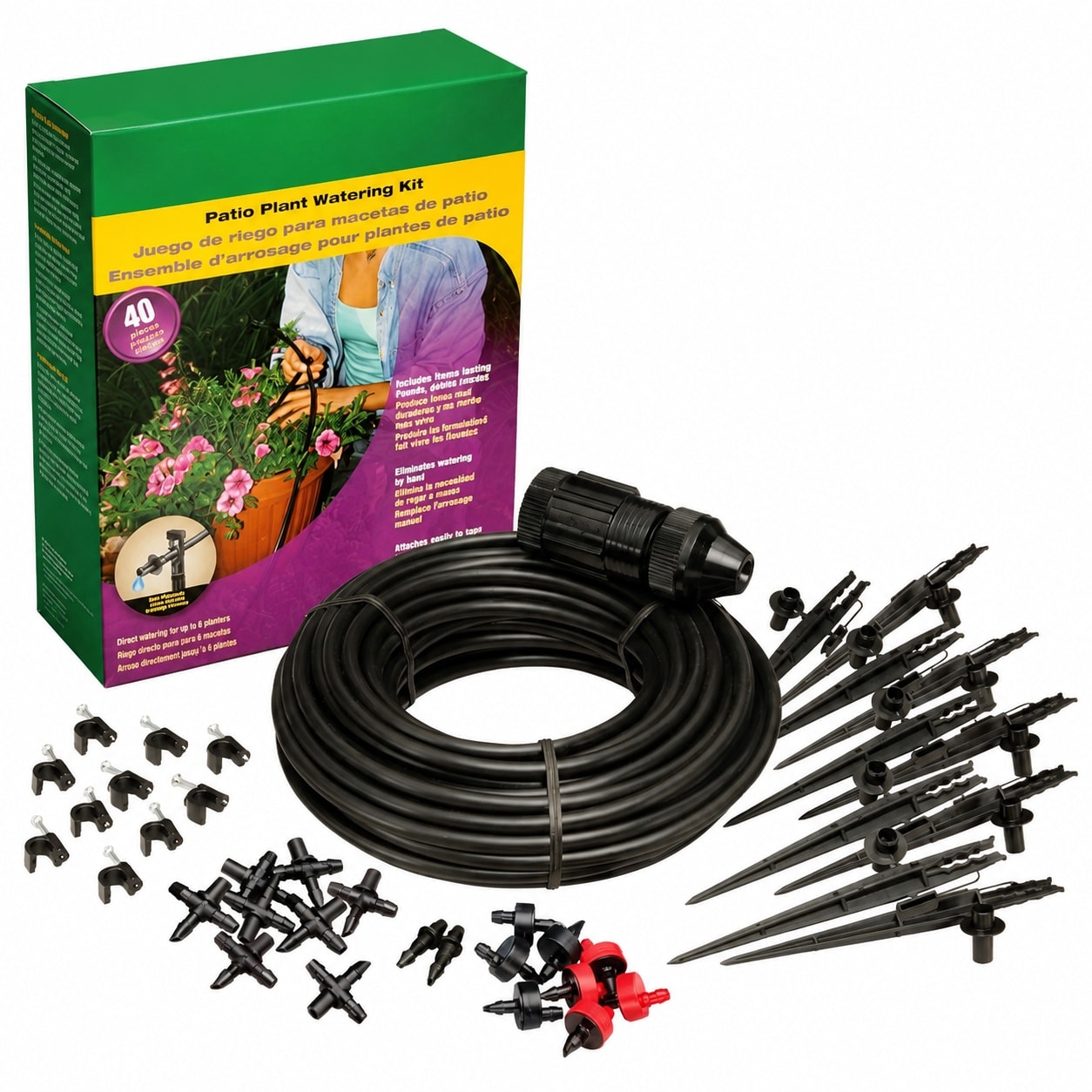 KIWDZFU  Patio Drip Irrigation Kit Connects to Faucet with One Quarter Inch Tubing for Efficient Watering of Multiple Planters