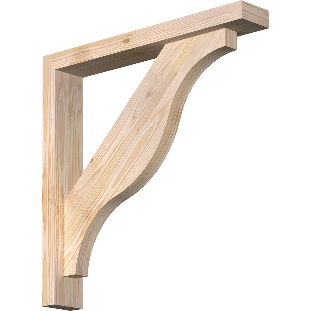 Ekena Millwork 1462520 Funston Block Smooth Bracket with Offset Brace Douglas Fir Wood Standard Bracket