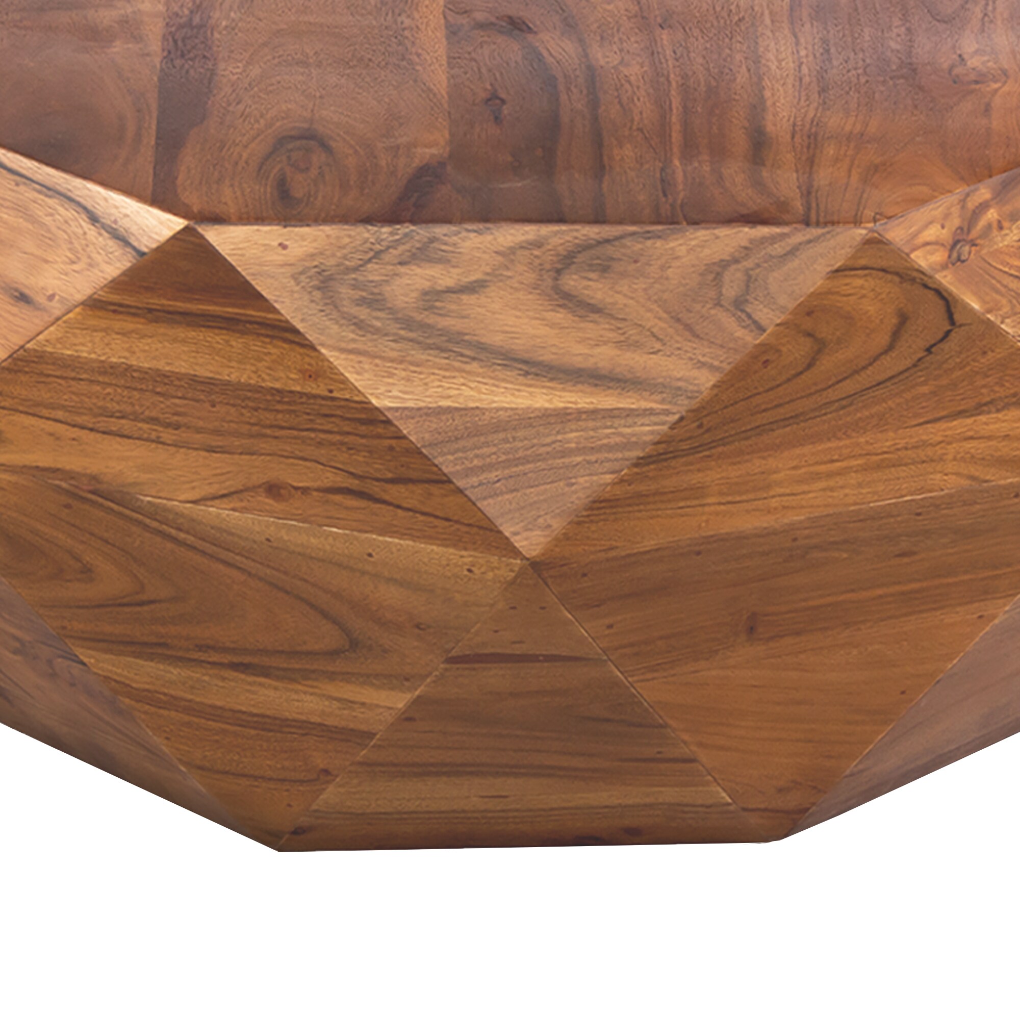 Octagonal Diamond-Patterned Acacia Wood Coffee Table in Natural Brown